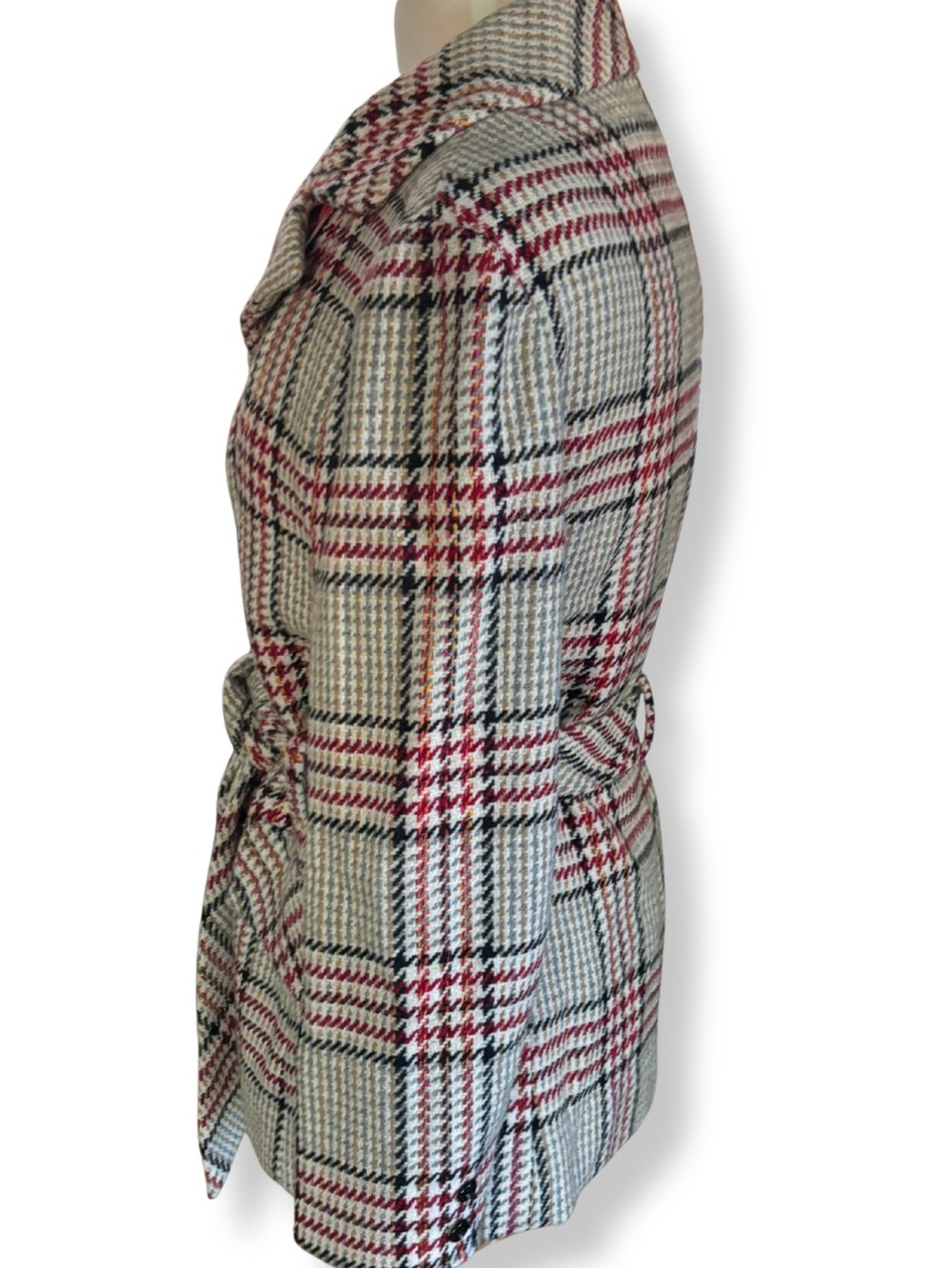 Vintage 70s Leo Narducci Ambiance Tweed Plaid Belted Jacket Size 14 - Picture 4 of 13